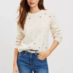 Loft Crewneck Dots Sweater M NWT